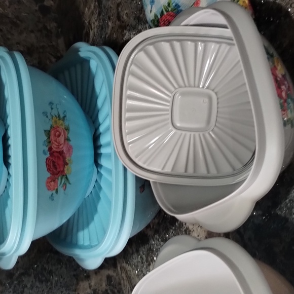 Pioneer Woman New 7 Food Storage match size lids Floral designs, 2 sponges - Picture 5 of 12